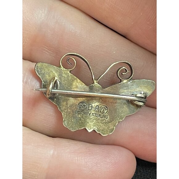 Vintage D-A David Andersen Norway Red Sterling 925 Silver Butterfly Pin Brooch - Picture 13 of 14